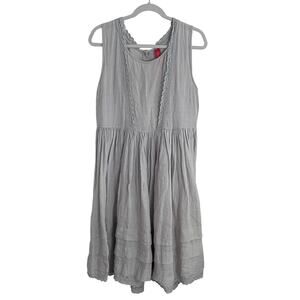 Ewa i Walla Linen Dress Lace Gray Cottagecore Women's Small